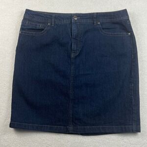 Bandolino Women's Denim Skirt Dark Wash Embellished Pockets Size‎ 14 Stretch
